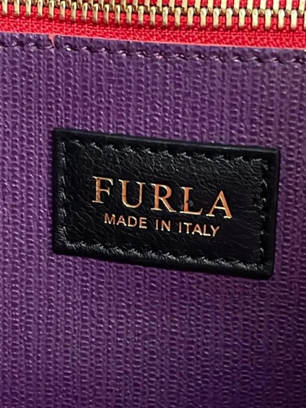 FURLA Purple Black Red PVC Leather Tote Bag